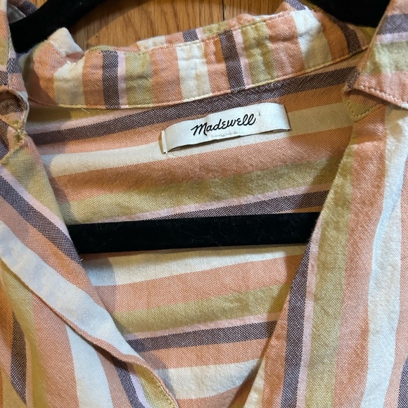 Madewell Courier Button Back Shirt in Rainbow Stripe - Picture 4 of 8